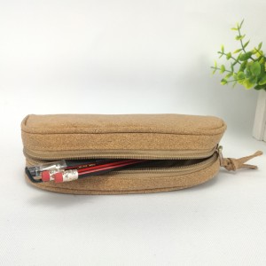 Khaki staring fashion printing leather+polyester pencil pouch pen case with zipper closure with drawstring design large capacity cosmetic bag organizer great gift for men women for office business school stationery supplies China OEM factory