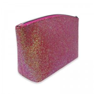 Rosa glitter skal form kosmetisk väska sminkpåse med blixtlås stängning organisatör necessär stor kapacitet bra present till flickor tonåringar damer kvinnor