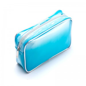 Tas kosmetik tahan air PVC bening tembus pandang dengan penutup ritsleting tersedia 3 warna kantong rias bagasi perjalanan portabel