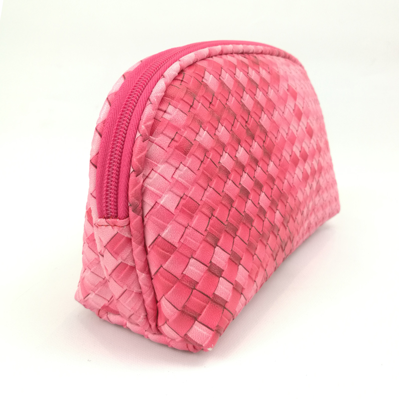 Top Suppliers Toiletry Case - Shell shape weave pattern PU leather polyester cosmetic bag makeup bag with zipper closure with drawstring 3 colors available organizer toiletry bag large capacity great gift for girls teens ladies women – CAMEI detail pictures