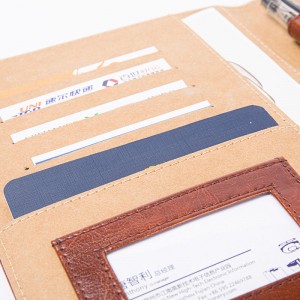 Stylowa teczka na teczki A4 ze skóry PU w ​​kolorze brązowym i khaki, z zatrzaskiem, z elastyczną pętelką na długopis, z przegródkami na karty, z notesem, teczką do prezentacji biznesowych