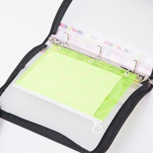 Transparent PP zipper binder pouch removable file folder with colorful binder spine with removal zipper binder bag with zipper closure with 3 round ring binder with interior mesh grid pocket 4 colors available large capacity for business office school supplies for men women China OEM factory supply