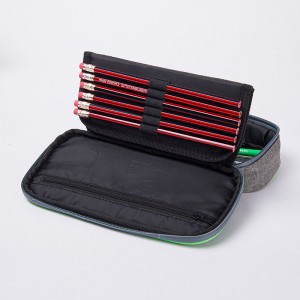 Collapsible multi-functional polyester with dual zipper closure with folding inner padding large capacity pencil case pencil pouch China OEM factory supply