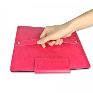 Fuchsia PU leather Ipad pouch zipper latch tablet pocket with handle padfolio portfolio organiser china Factory