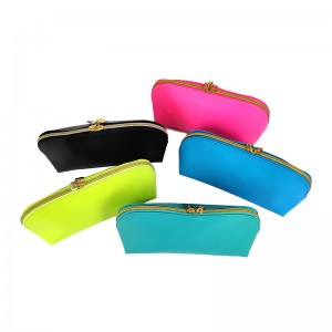 Sweet multi-colors leather cosmetic bag makeup bag double zipper head sliders with metal drop pullers pencil pouch organizer toiletry bag large capacity great gift for girls teens ladies women