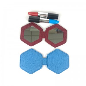 Seshoekvorm kompakte spieël met 2 kleure beskikbaar make-up spieël handheld dubbel kant 3,5 duim klein sak grootte vir daaglikse reis