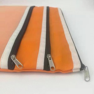 A4 polyester zipper bag 3 zipper pockets green orange organizer case handbag cosmetic bag for all ages for girls women for daily use