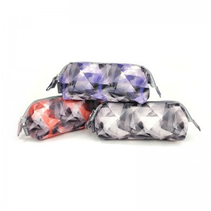 Beg solek beg kosmetik corak grafik berwarna-warni dengan penutup zip 3 warna tersedia beg peralatan mandian penganjur