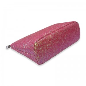 Pink glitter shell shape cosmetic bag makeup pouch na may zipper closure organizer toiletry bag malaking kapasidad magandang regalo para sa mga batang babae mga kabataan mga kababaihan