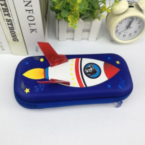 Rocket polyester / PU ຫນັງ / EVA pencil pouch pen case with dual zipper closed hard surface large capacity gift great gift for kids teens students adult for business office school stationery supplies daily use China OEM factory