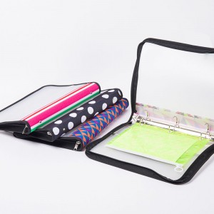 Transparent PP zipper binder pouch removable file folder with colorful binder spine with removal zipper binder bag with zipper closure with 3 round ring binder with interior mesh grid pocket 4 colors available large capacity for business office school supplies for men women China OEM factory supply
