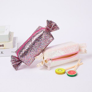 Jolis bonbons étincelants paillettes simulées en direct 5 couleurs disponibles avec fermeture à glissière organisateur de toilette excellent cadeau pochette à crayons étui à stylo Chine approvisionnement d'usine OEM