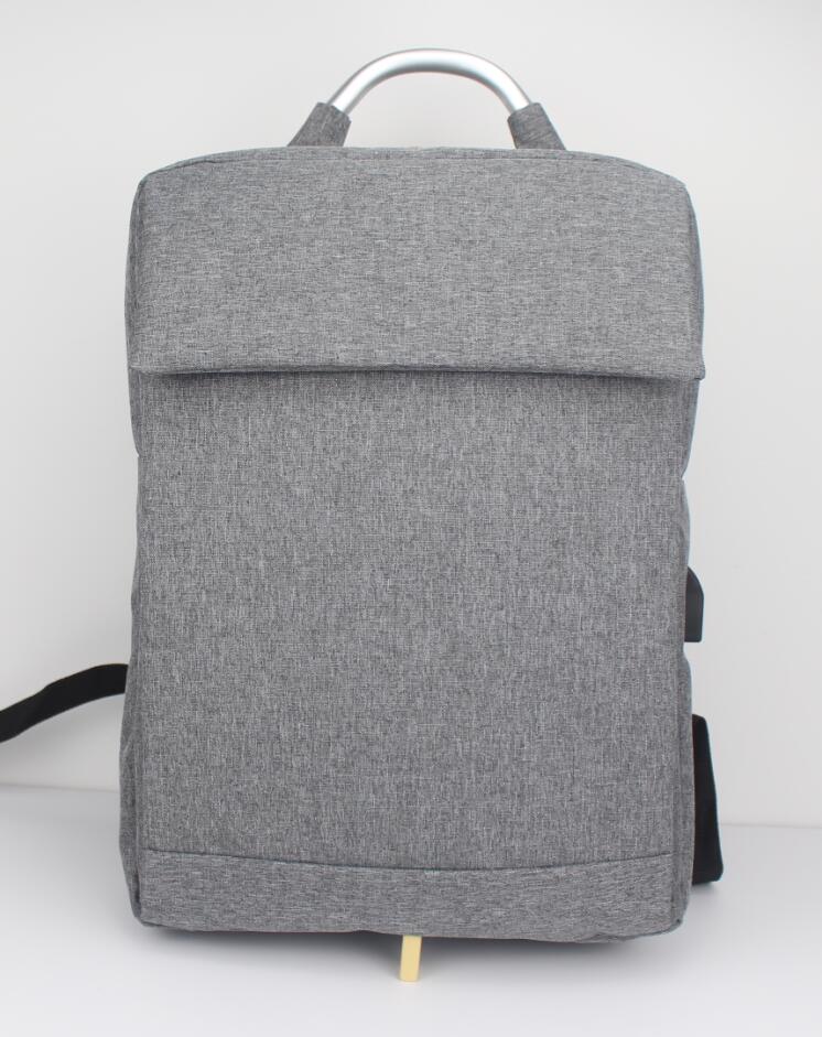 OEM Customized Beach Shopping Tote Bag - Expandable laptop gray polyester backpack bookbag computer bag cable hole carrying handle with compartments with dual two-way zipper closure for business w...