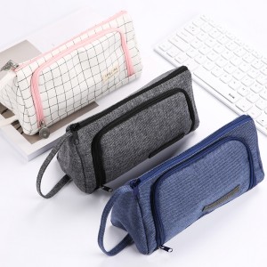 Triangle side open-up poly pencil pouch organizer case handbag with zipper closure all-in-one a range of color available cosmetic bag for all ages for business office school daily use for men women