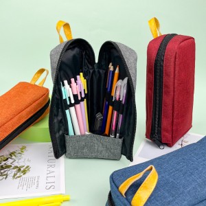 Bright color flat bottom stand-up polyester pencil pouch with side zipper closure with handle large capacity great gift for kids teens friends for business office school stationery supplies daily u...