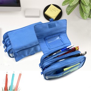 Multifunction flip poly pencil pouch pen case with zipper close toiletry pouch large compartments name label ຂອງຂວັນທີ່ຍິ່ງໃຫຍ່ສໍາລັບເດັກນ້ອຍໄວລຸ້ນຜູ້ໃຫຍ່ສໍາລັບເຄື່ອງໃຊ້ໃນໂຮງຮຽນປະຈໍາວັນຂອງຈີນໂຮງງານ OEM