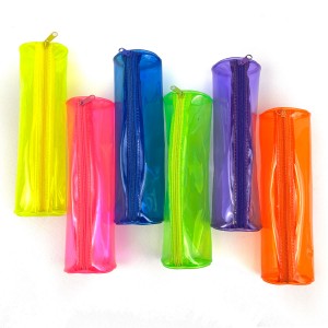 Cylinderform gennemsigtig PVC blyantpose pennetui 4 farver tilgængelig med lynlås lukning toilettaske fantastisk gave til børn teenagere voksne til kontor skoleartikler daglig brug Kina OEM fabrik