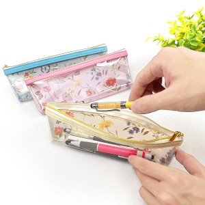 Flowers PVC pencil pouch organizer case handbag with zipper closed all-in-one a range of cosmetic bag available for all ages for business office school use daily for kids teenage girls China OEM factory