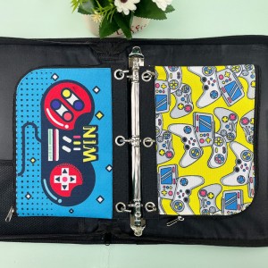 Graffiti fashion cartoon polyester binder pouch pencil bag nga may double pocket nga may zipper closure nga may 3-round rings 3 color available great gift for kids teenager adults for school office daily use