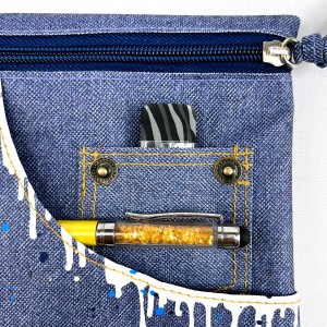 Graffiti painting blue denim polyester binder pouch pencil bag nga may double pocket nga may zipper closure nga may 3-round rings 3 color available great gift for kids teenager adults for school office daily use