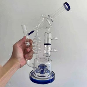 30cm recycler bong with threaded tube and honeycomb piece