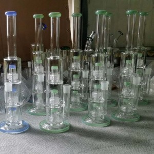 DOUBLE TREE PERC STRAIGHT TUBE WATER PIPE