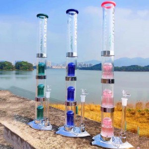 Wholesale High Quality Detachable Plastic Water Pipe Long Straight Tube Bong With LED Light