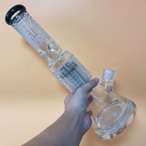 Wholesale High-quality Smoking Depth Sandblasting Glass Water Pipe Glass Thick Bottom Beaker Bong