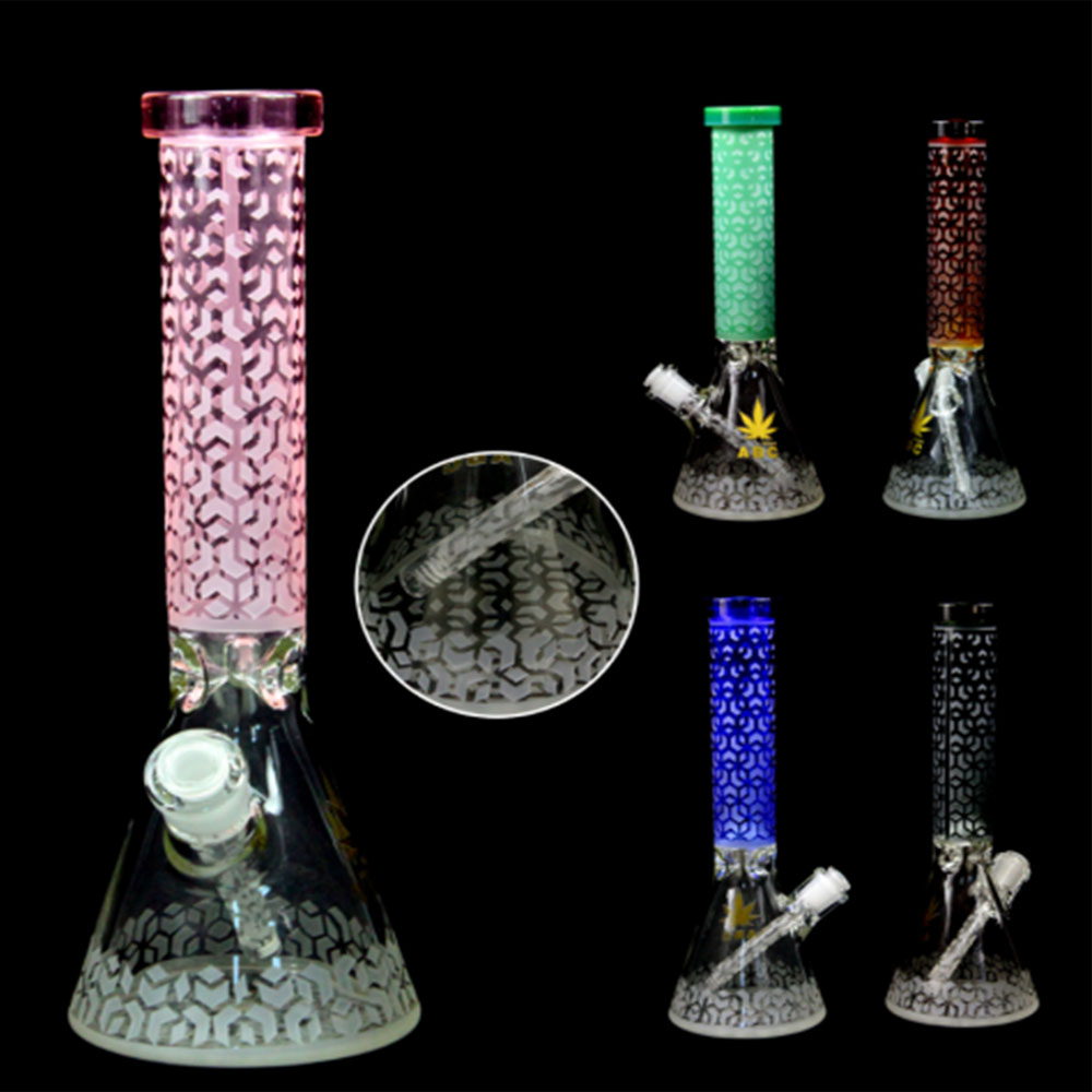 Wholesale High-quality Smoking Depth Sandblasting 35cm Glass Water Pipe Glass Beaker Bong Featured Image