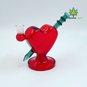 Wholesale High-quality 13cm Heart Shape Pink Customizable Rig Glass Water Pipe Glass Bong