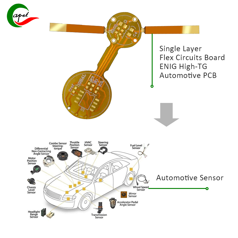 1 layer flex circuits board enig high-TG PCB for automotive sensor