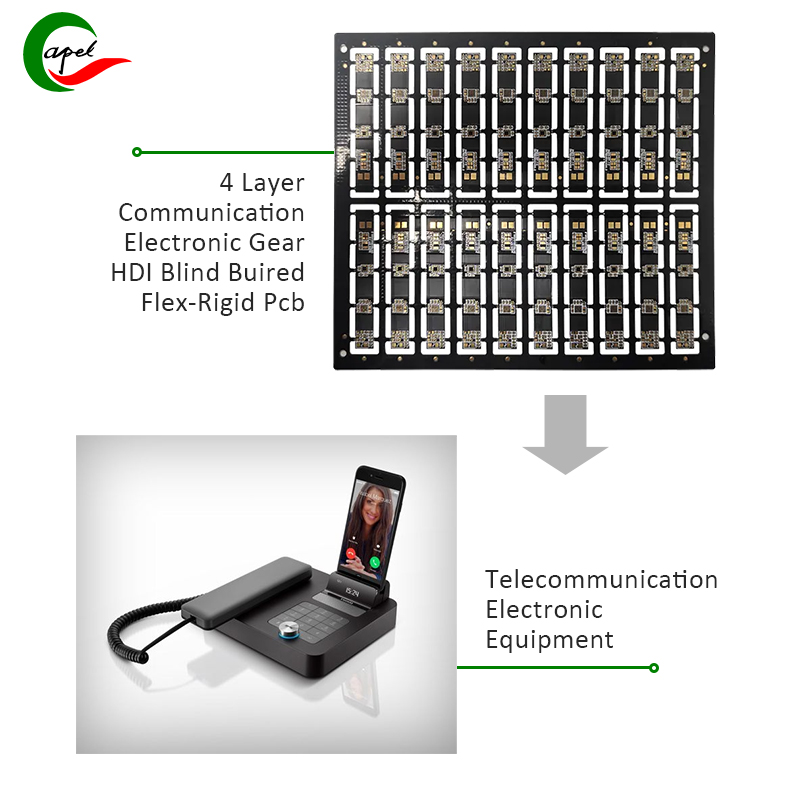 HDI Rigid Flex PCB με 4 στρώματα για την επικοινωνία καταναλωτικών ηλεκτρονικών