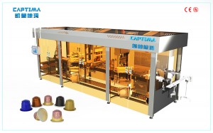 China wholesale Starbucks Capsule Filling Machine Manufacturer –  Excellent production efficienty CFM-6  Coffee Packaging Soltion Nesspresso Cup 6lanes – CAPTIMA