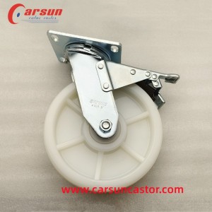 200mm Durable Nylon Roller Load 450KG Solid Wheel Caster Heavy Duty 8 inch Industrial Caster Wheels