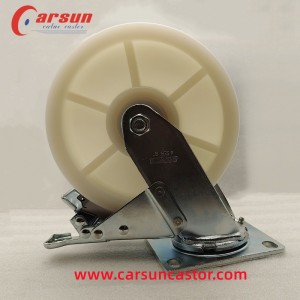 200mm Durable Nylon Roller Load 450KG Solid Wheel Caster Heavy Duty 8 inch Industrial Caster Wheels