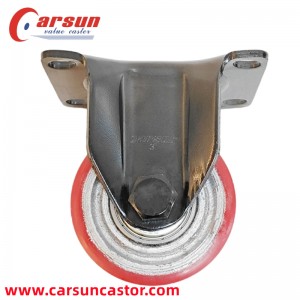 540kg Capacity Cast Iron Core Polyurethane Wheel Fixed Casters Heavy Equipment Casters