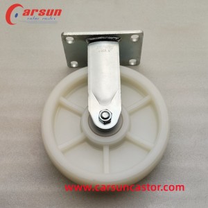 8 Inch Heavy Duty Casters 200mm White Nylon Rigid Industrial Caster Wheels