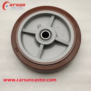 CARSUN 8 inch red PU wheel 200mm Heavy duty polyurethane wheel casters With bearing