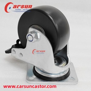 Heavy low gravity casters 4 Inch MC Casting Nylon Wheel Swivel Caster with Brake