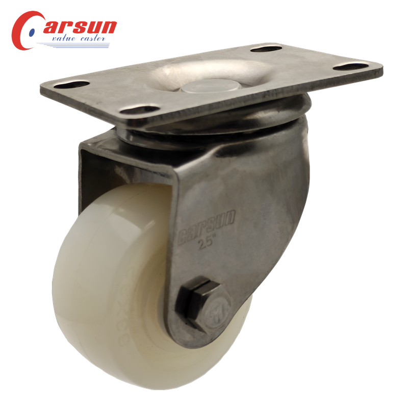 High quality stainless steel industrial caster Medium duty castor White Nylon without brake small SS caster wheel 2-25U01S-204V (4)