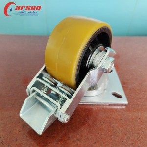 6-Inch Impact Resistant Metal Tread Brake with Direction Lock Swivel Heavy Iron Core PU Industrial Caster Wheel