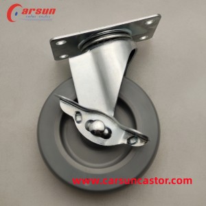 China Cheap price Light industrial castors - Light castors 3 Inch Top Plate Casters Grey PU Swivel Caster wheels With metal side brake – Carsun