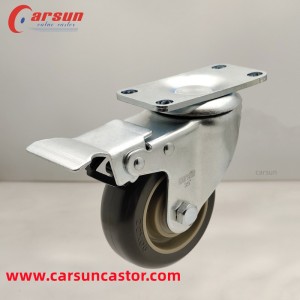Cheapest Factory Impact resistant castor - OEM Customized Castors Special Casters for Trolleys 3.5 Inch Gray Polyurethane Swivel Caster Wheels with Brakes – Carsun