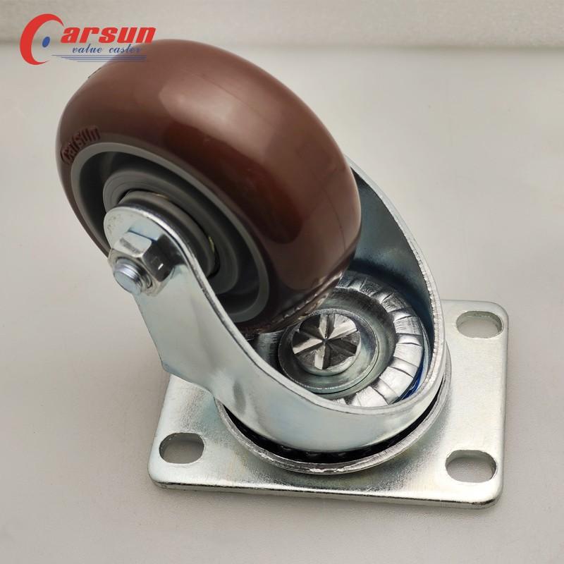 China 2/2.5/3/4/5 inch PU Garment factory Spinning Cart Casters Universal  Casters Red polyurethane castor wheels Manufacturer and Factory