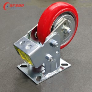 Spring Loaded Casters 5 Inch Iron Core Polyurethane Fixed Casters Shock Absorbing Caster wheels