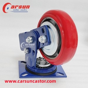 Spring Loaded Shock Absorbing Caster 6 Inch Iron Core Polyurethane Wheel Swivel Caster