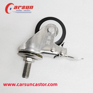 Stainless Steel Threaded Stem Casters 2 Inch TPR Wheel Casters with Stainless Steel Brakes
