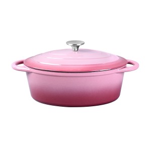 Enamel cast iron Dutch oven with ceramic non-stick coating smooth and easy to clean