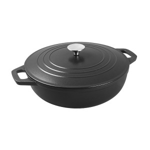 Black enameled cast iron pan comes with its own unique ceramic non-stick coating for a more glossy and non-stick finish.