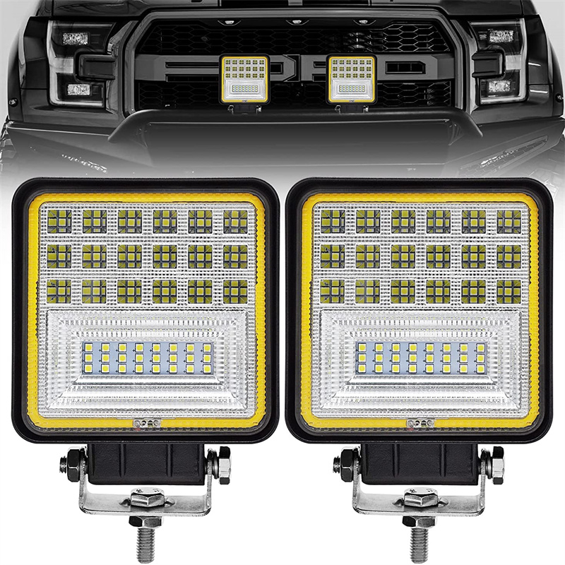 Thanh đèn làm việc LED tròn 4,5″ Đèn lái xe chống nước 126W, Đèn chiếu sáng tại chỗ & đèn lũ Đèn địa hình Đèn xe tải Đèn thuyền cho máy kéo cho xe bán tải Jeep SUV ATV UTV-2pcs